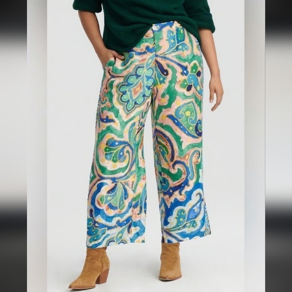 Anthropologie Maeve Rhiannon Colorful Paisley Wide-Leg Pants - Picture 1 of 13